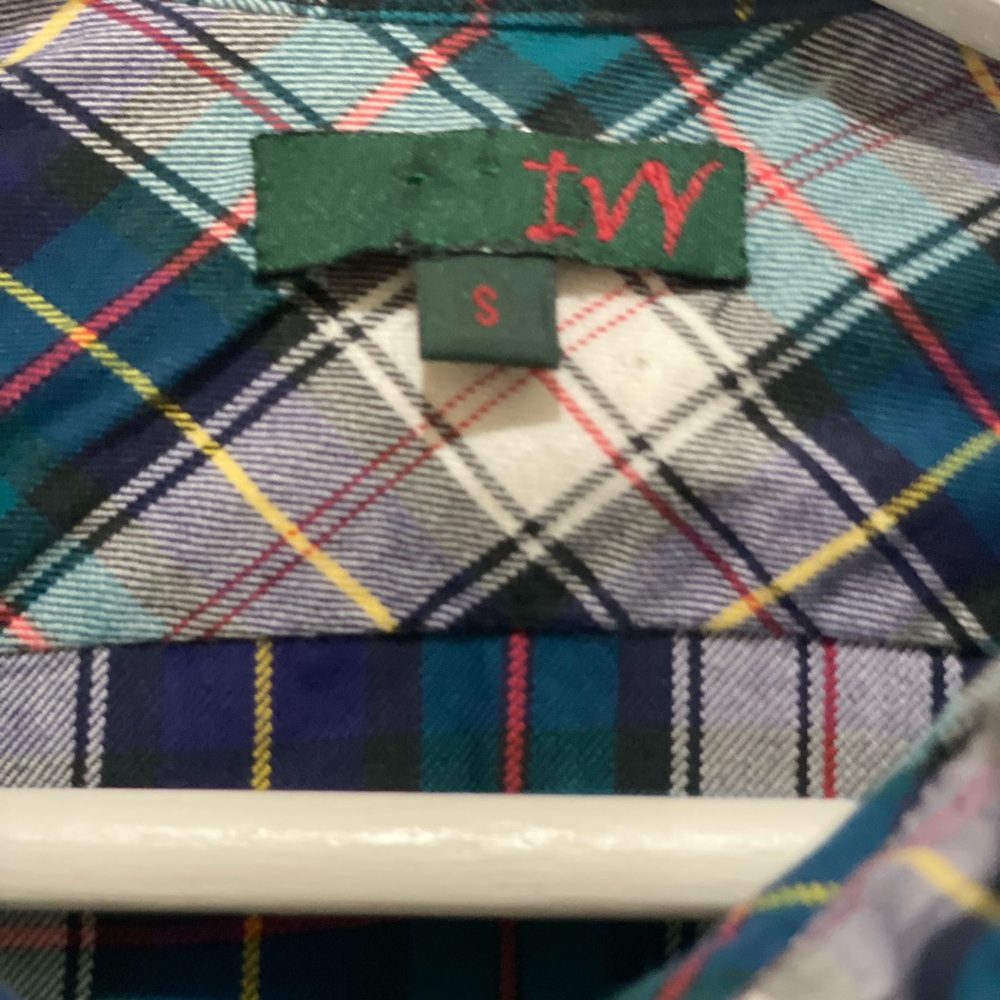 Plaid Ruffle Front Button Down Top Purchased At I… - image 8